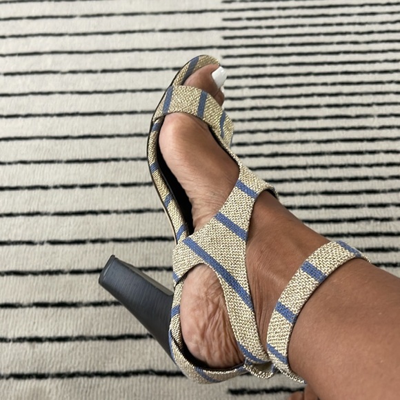 7 For All Mankind Blue and Cream Striped Sandals - Picture 5 of 7